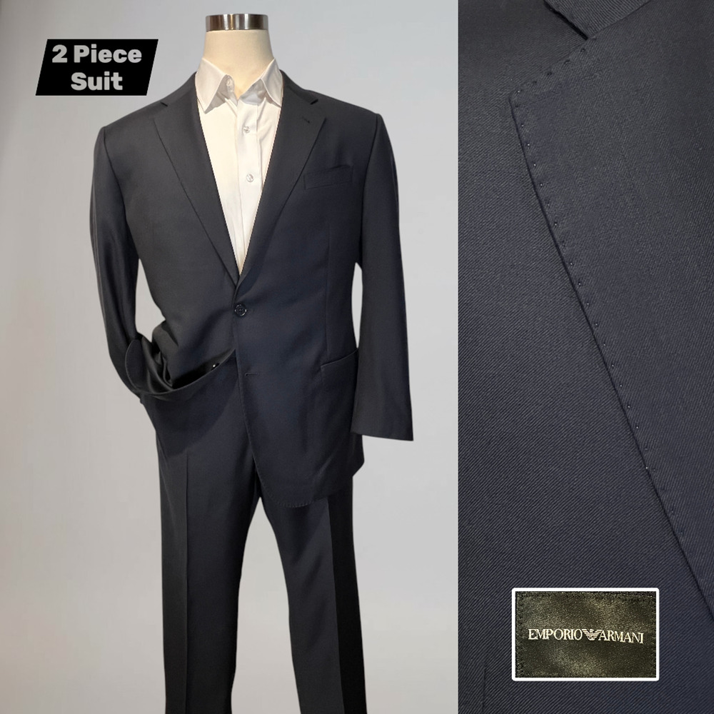 Emporio Armani G-Line 46-48R 40x28 Midnight Navy Blue Suit S 130s Designer Suit